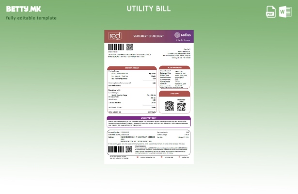 Шаблон за комунални сметки со модерен стил Philippines Red Fiber